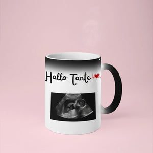 Zaubertasse für die Tante, Schwester,Schwangerschaft kreativ verkünden mit Ultraschallbild|Kaffeetasse | Geschenkidee | Individuell bedruckt