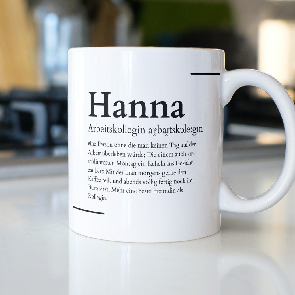 Personalisierte Tasse für die beste Arbeitskollegin mit Definition | Kaffeetasse Namenstasse | Geschenkidee | Individuell bedruckt