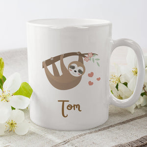 Personalisierte Tasse für Kinder mit süßem Faultier Motiv | Kindertasse Kaffeetasse Namenstasse | Geschenkidee | Individuell bedruckt