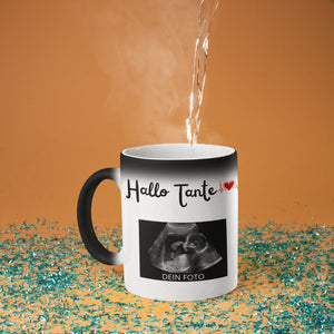 Zaubertasse für die Tante, Schwester,Schwangerschaft kreativ verkünden mit Ultraschallbild|Kaffeetasse | Geschenkidee | Individuell bedruckt