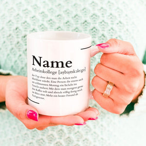 Personalisierte Tasse für den besten Arbeitskollegen mit Definition | Kaffeetasse Namenstasse | Geschenkidee | Individuell bedruckt