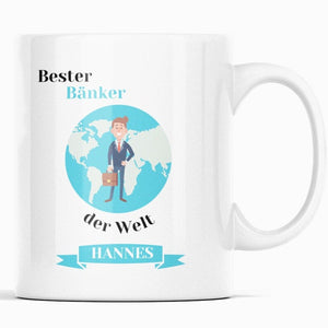 Personalisierte Tasse für Bänker, Bankkaufmann | Kaffeetasse Namenstasse | Geschenkidee | Individuell bedruckt