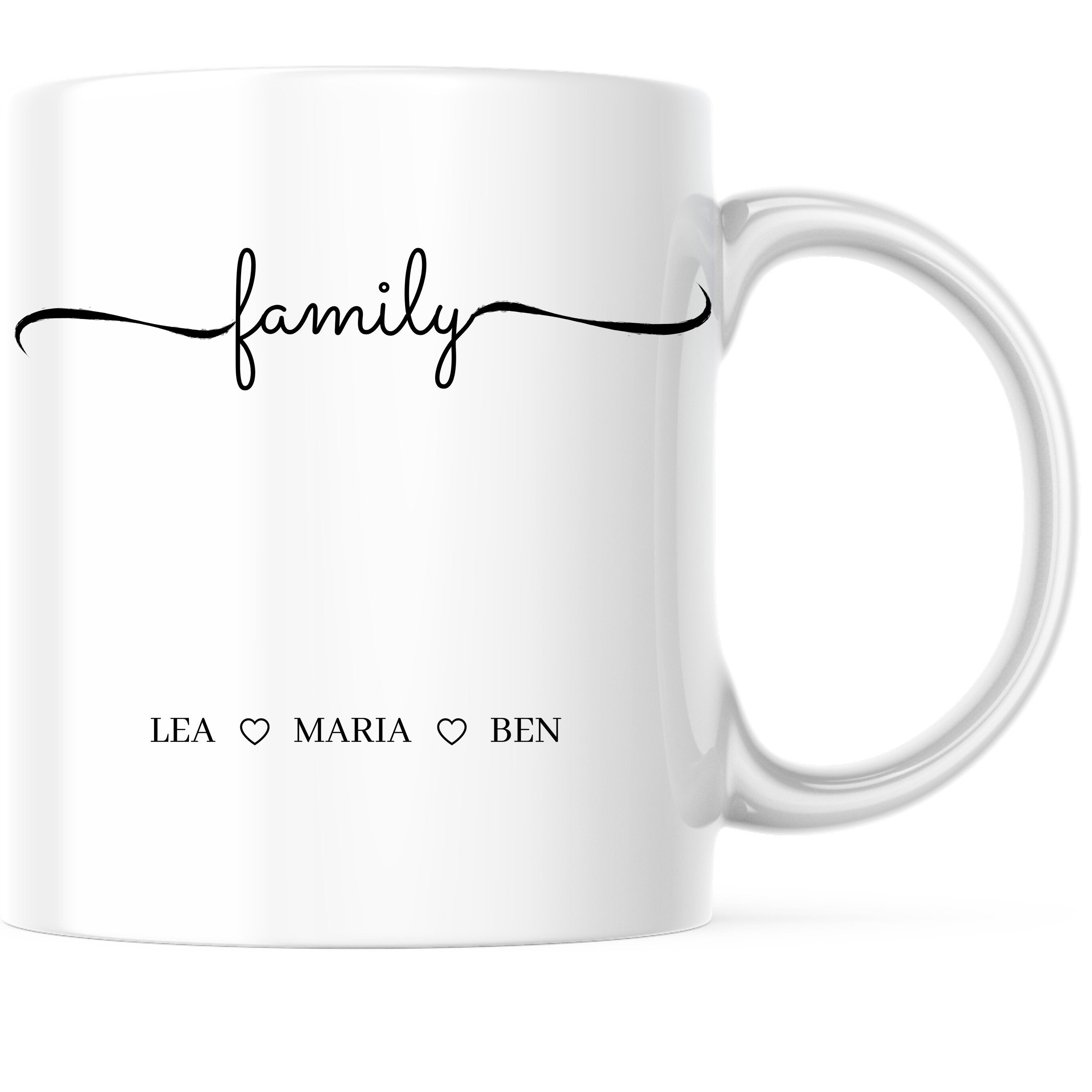 Tasse für die Familie mit schönem Schriftzug und Namen