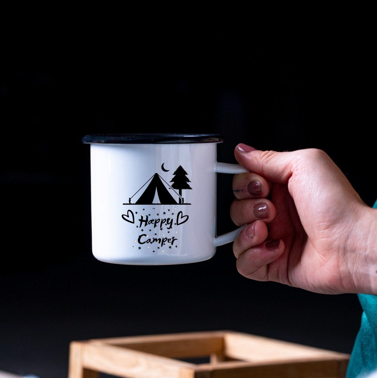 Emaille Tasse| Becher| Happy Camping