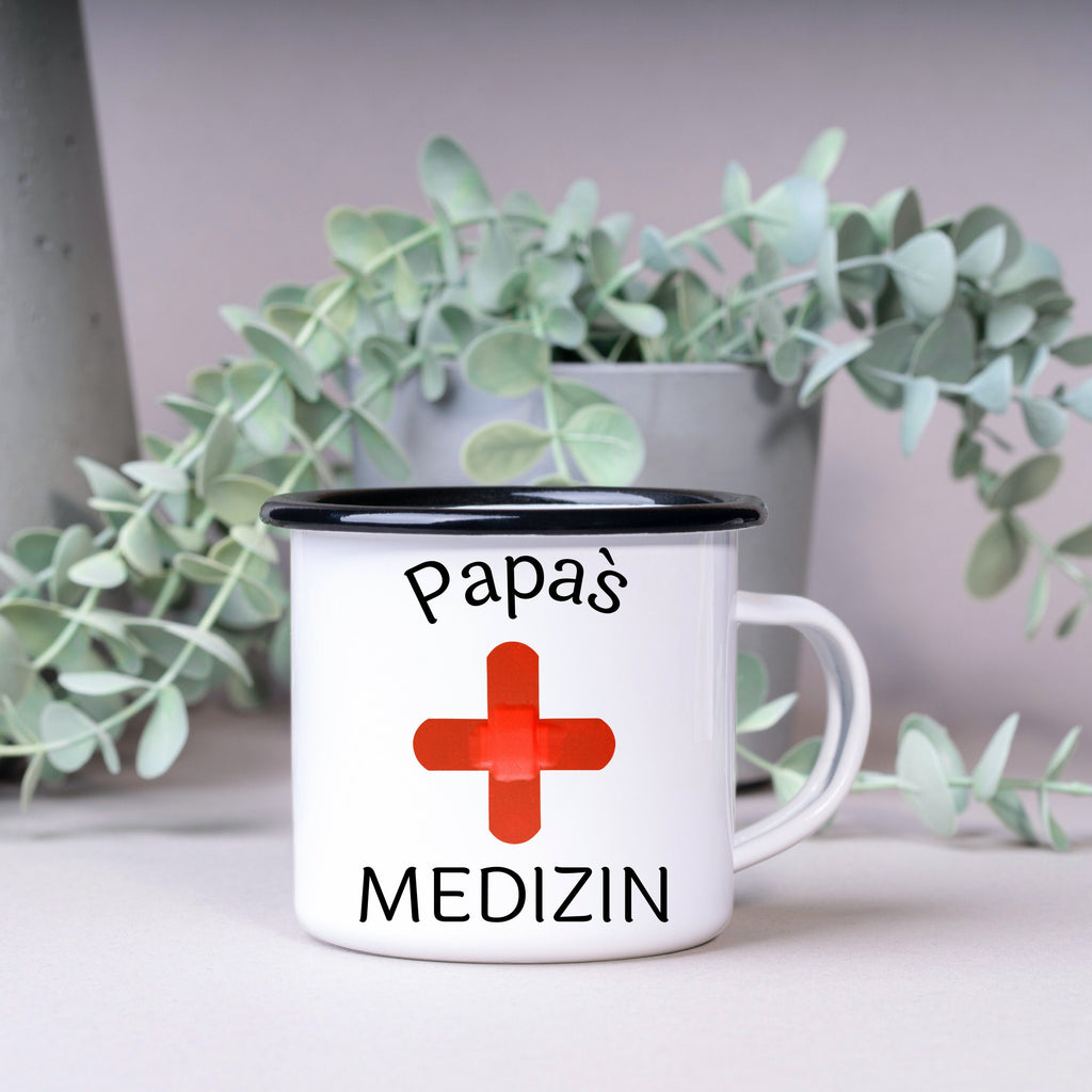 Emaille Tasse| Becher| Papa's Medizin| Camping| Geschenk für Väter