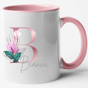 Tasse mit Buchstaben| personalisiert mit Wunschnamen| Rosa