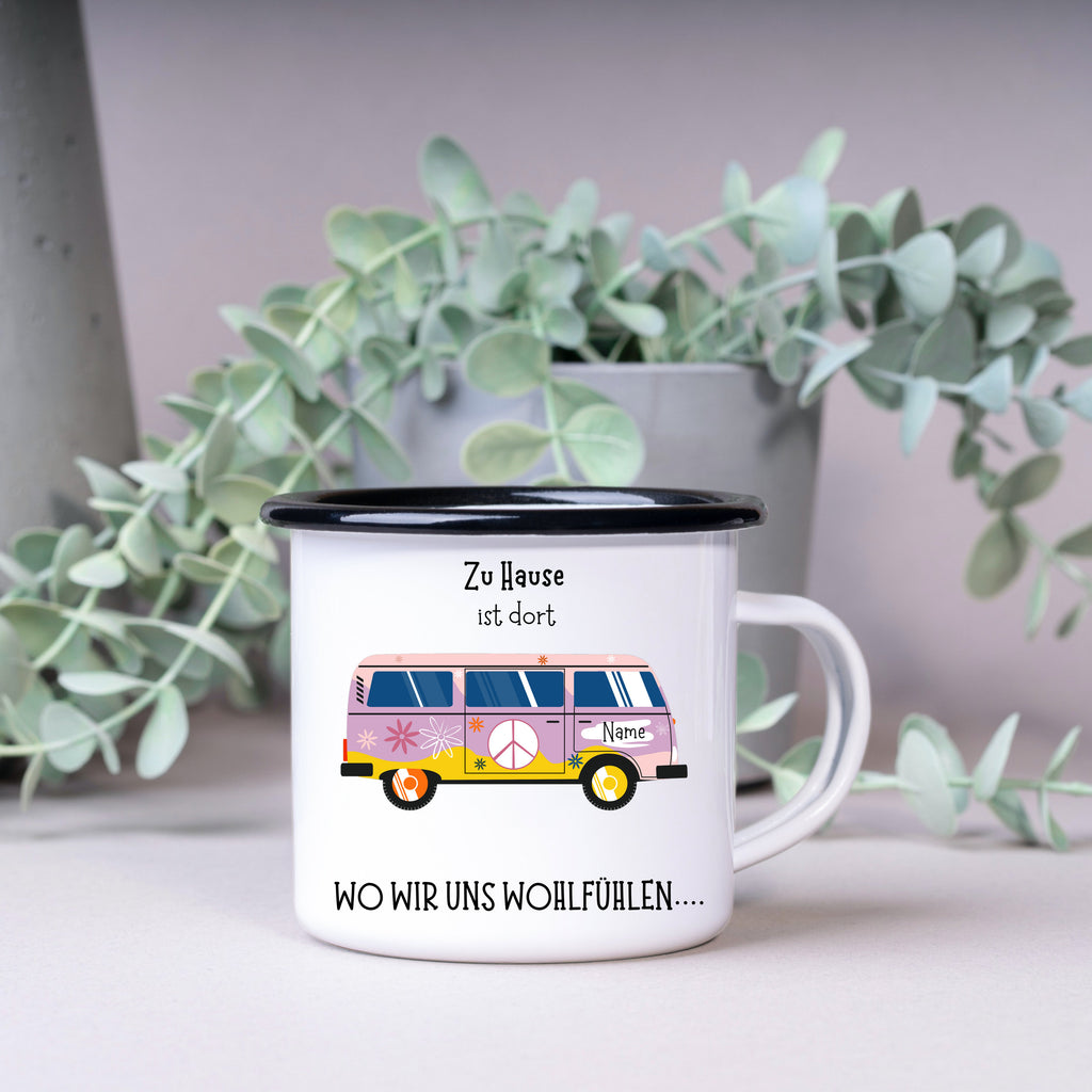 Emaille Tasse| Becher| VW Bus| Camping| Roadtrip| Hippie Edition