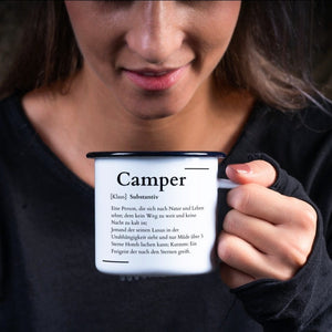 Emaille Tasse| Becher| Definition Camper| Duden| personalisierbar mit Namen