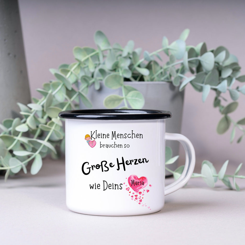 Emaille Tasse| Becher| für Erzieher| Dankeschön| personalisierbar mit Namen