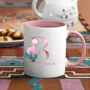 Tasse mit Buchstaben| personalisiert mit Wunschnamen| Rosa