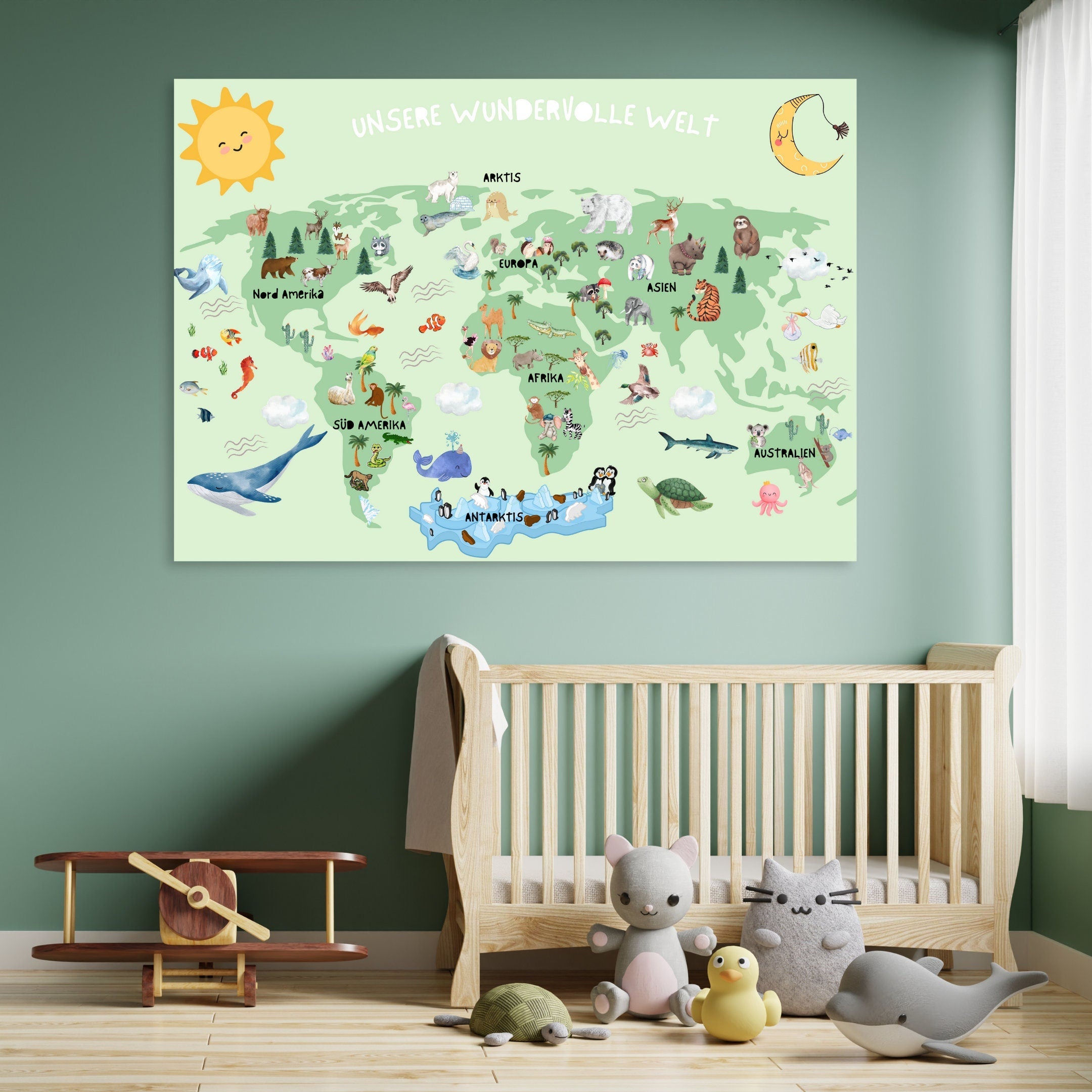 XL Weltkarte für Kinder | DIN A1 & DIN A2 | Unsere wundervolle Welt