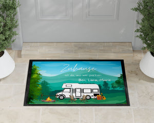 Fußmatte| Camping| Camperfans mit Auswahl der Fahrzeugmodelle Modelle| personalisierbar mit Vornamen - GlamourDesign
