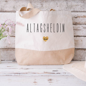 Juteshopper XL| personalisiert mit Namen| Einkaufstasche| Alltagsheldin