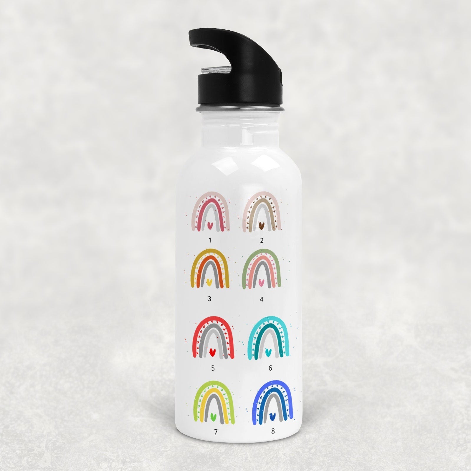 Trinkflasche personalisierbar mit Namen| Auswahl aus verschiedenen Regenbogen
