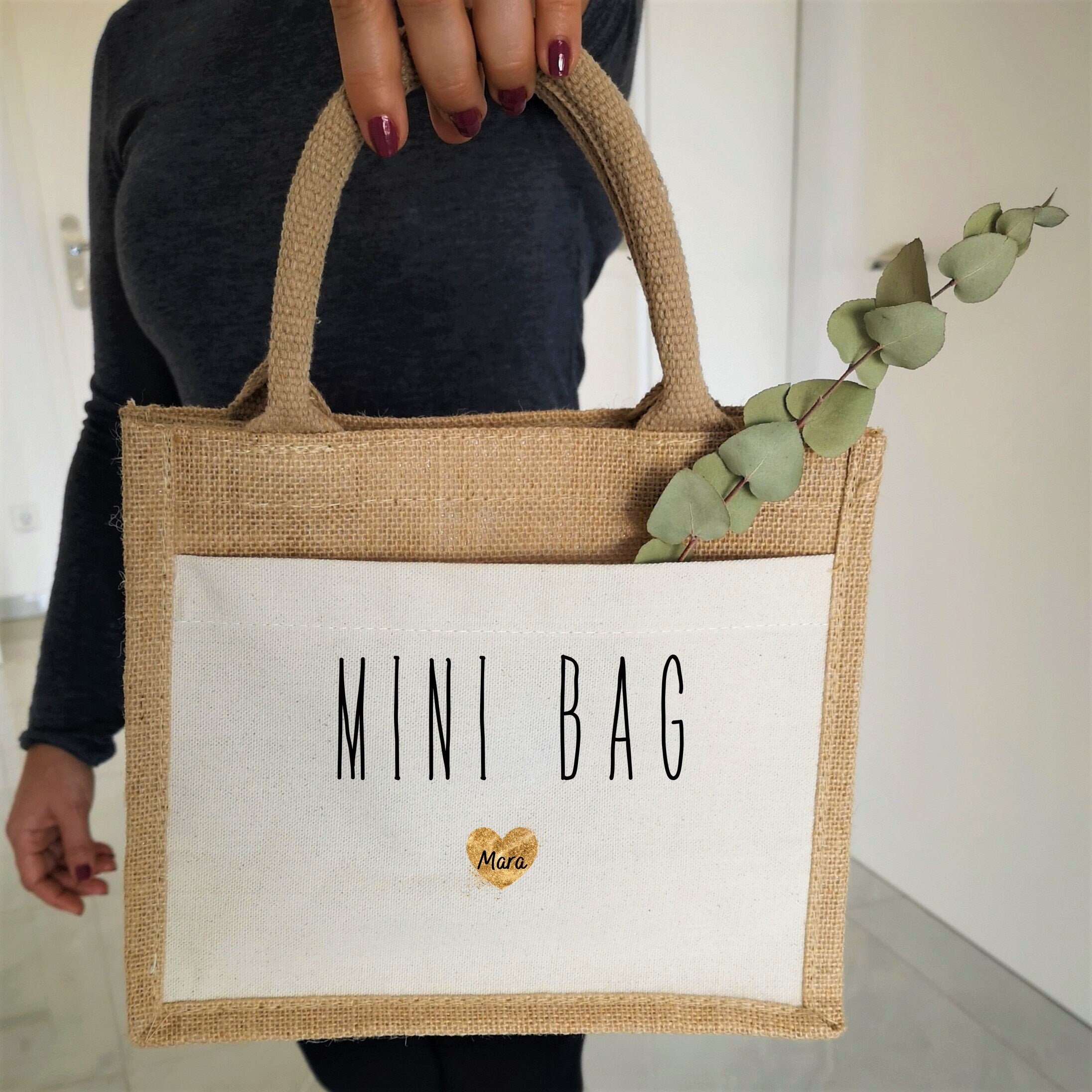 Jutetasche| Mini Bag| Einkaufstasche| Geschenk - GlamourDesign