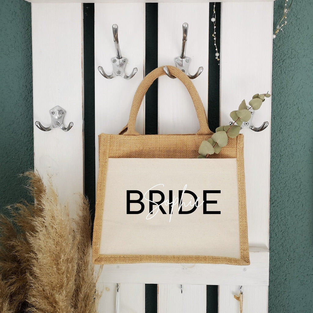 Jutetasche| Braut| personalisiert mit Namen| Einkaufstasche| Geschenk