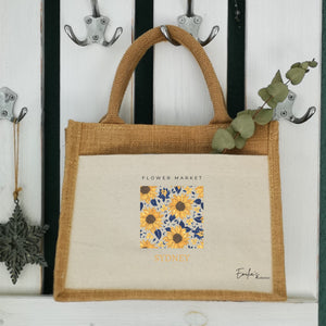 Jutetasche| Flower Market| personalisierbar | Einkaufstasche| Geschenk - GlamourDesign